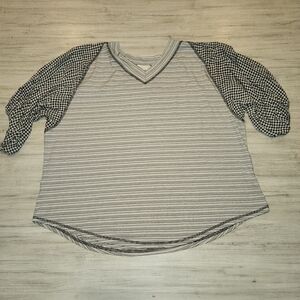 Weekend Suzanne Blouse Women's Black And White Size 3x B1
